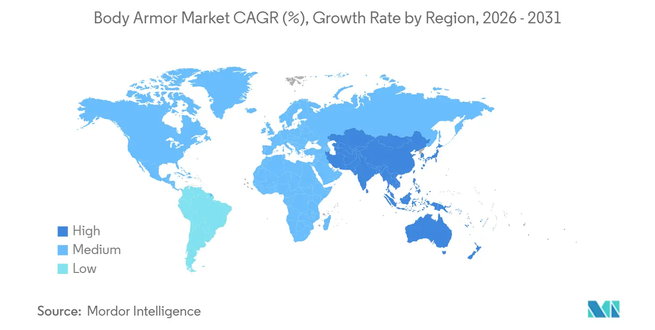 Body Armor Market CAGR (%), Growth Rate by Region