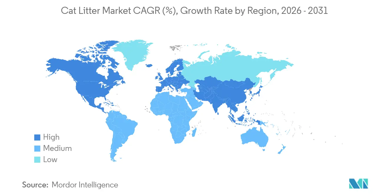 Cat Litter Market CAGR (%), Growth Rate by Region