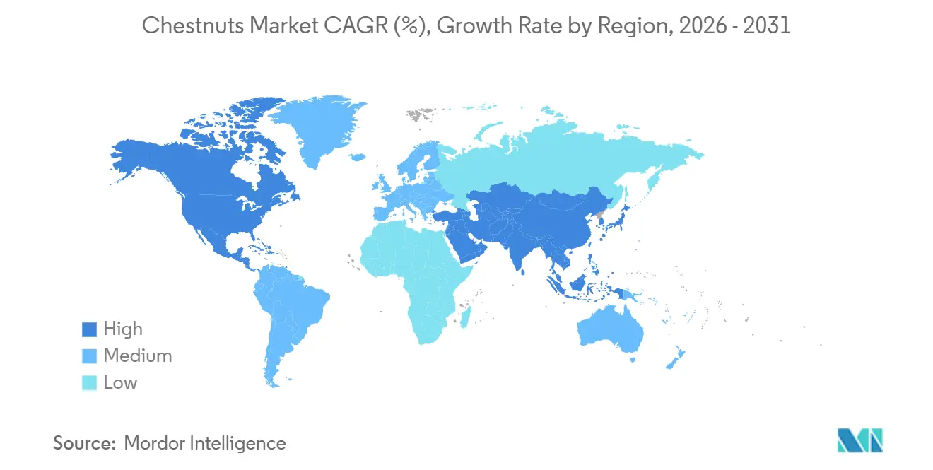 Chestnuts Market CAGR (%), Growth Rate by Region