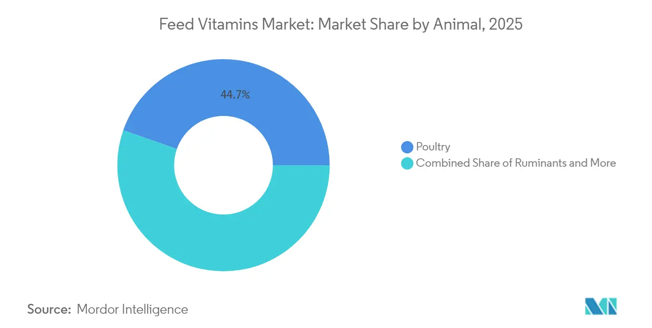 Feed Vitamins Market: Market Share by Animal, 2025