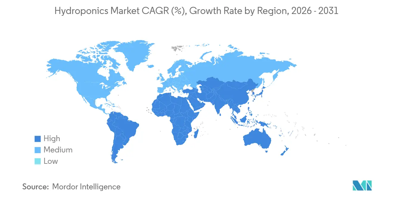 Hydroponics Market CAGR (%), Growth Rate by Region