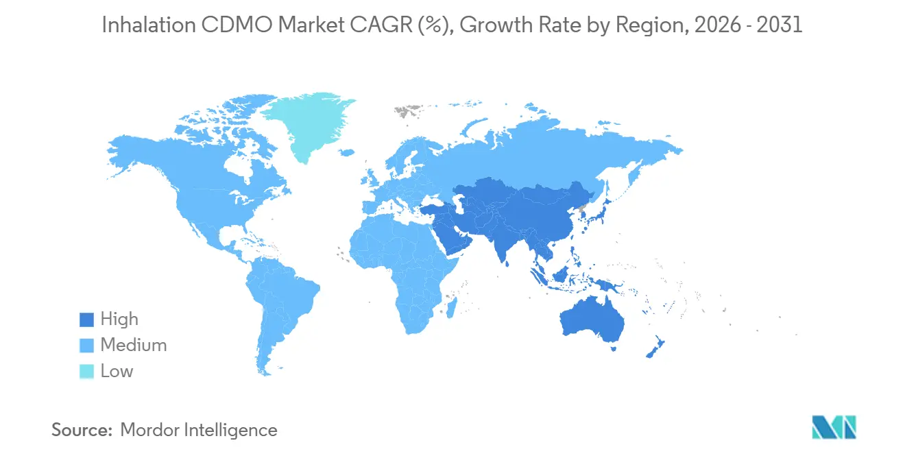 Inhalation CDMO Market CAGR (%), Growth Rate by Region