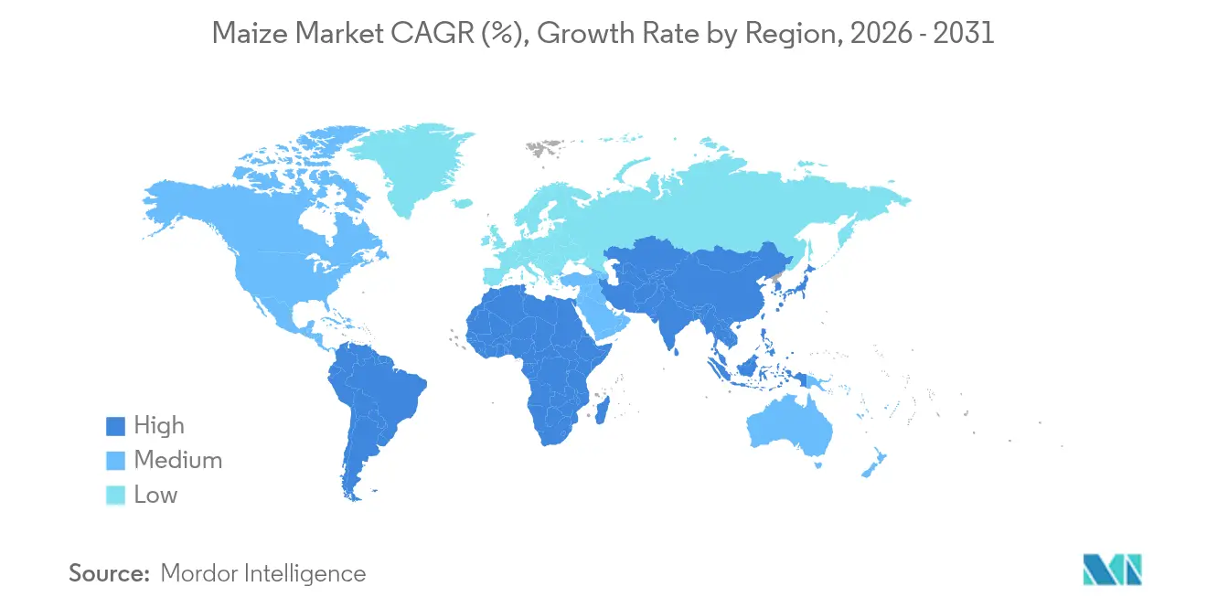 Maize Market CAGR (%), Growth Rate by Region