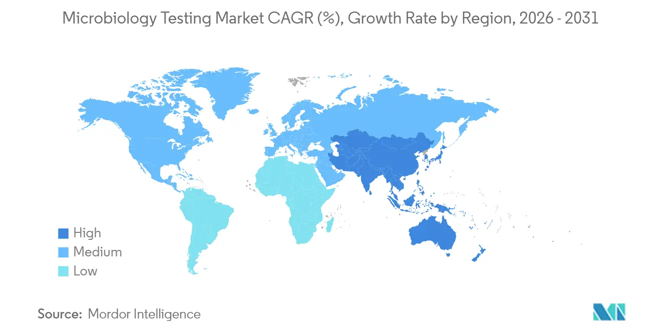 Microbiology Testing Market CAGR (%), Growth Rate by Region