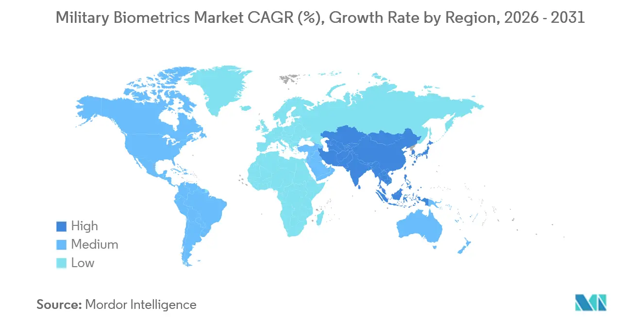 Military Biometrics Market CAGR (%), Growth Rate by Region